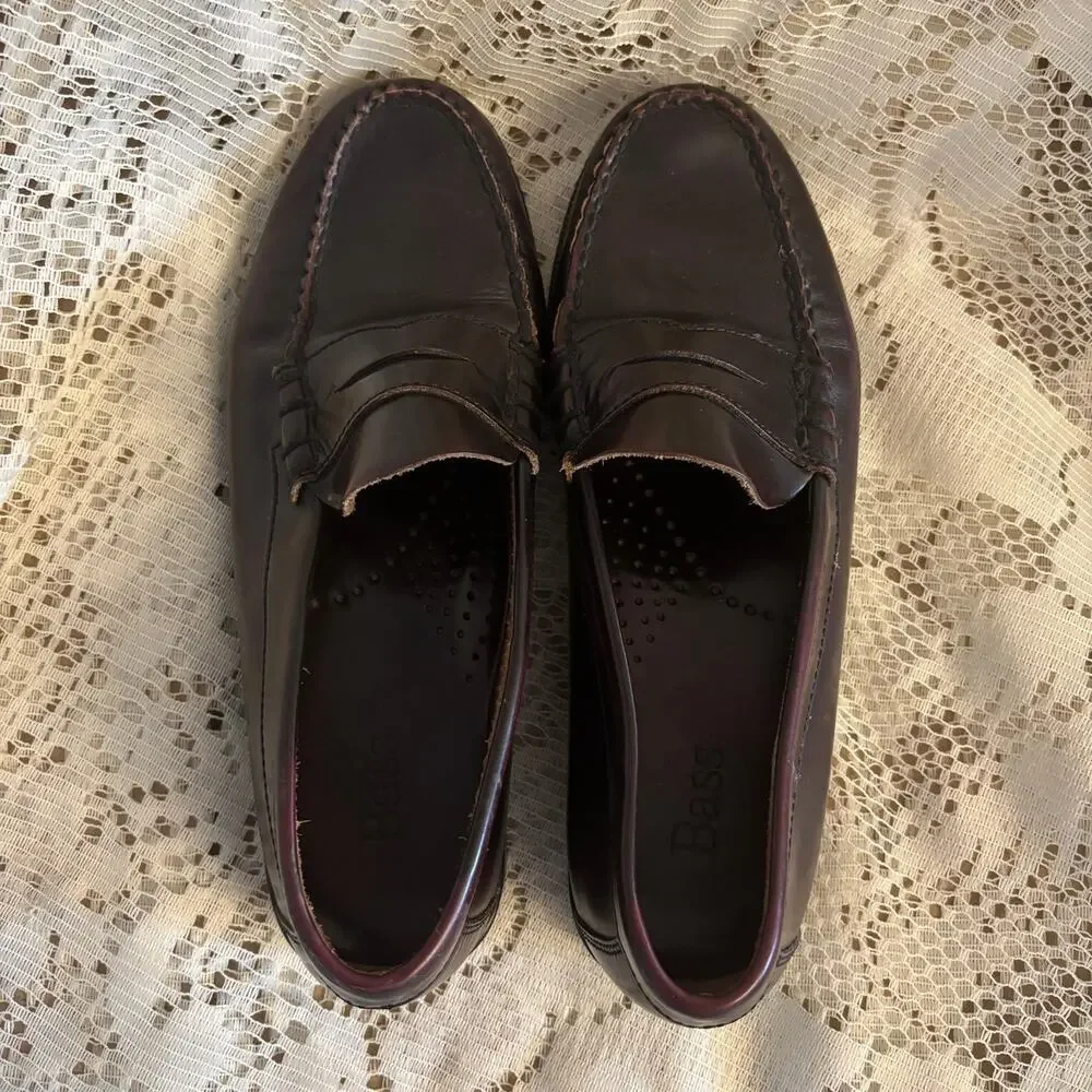 G.H. Bass Weejuns Men's US 8 Dark Burgundy Leather Loafers Shoes